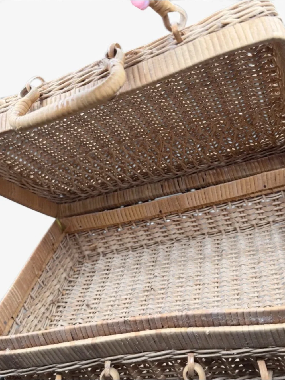 Vintage Handwoven Wicker French Picnic Basket - 8 x 11”